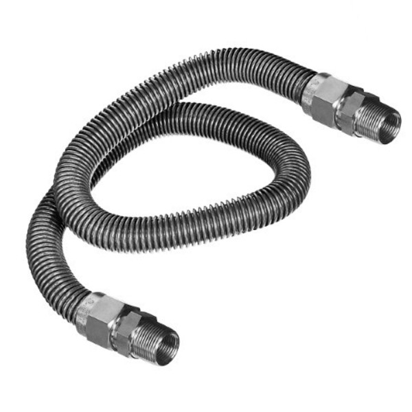 Flextron Gas Line Hose 1/2'' O.D. x 48'' Length with 1/2" MIP Fittings, Stainless Steel Flexible Connector FTGC-SS38-48A